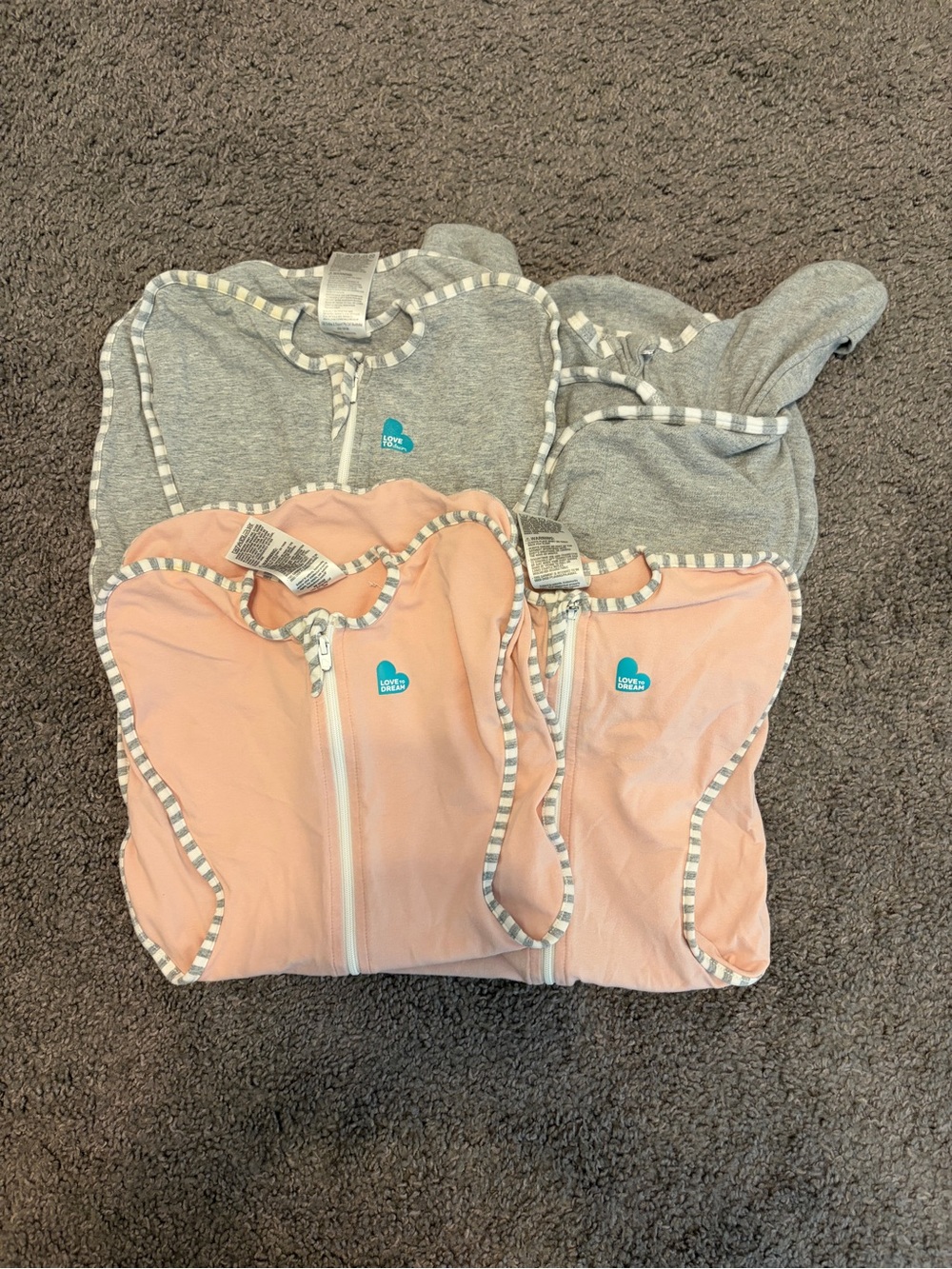 Love to Dream Swaddle Sleep Sacks in Pink & Gray - Set of 3